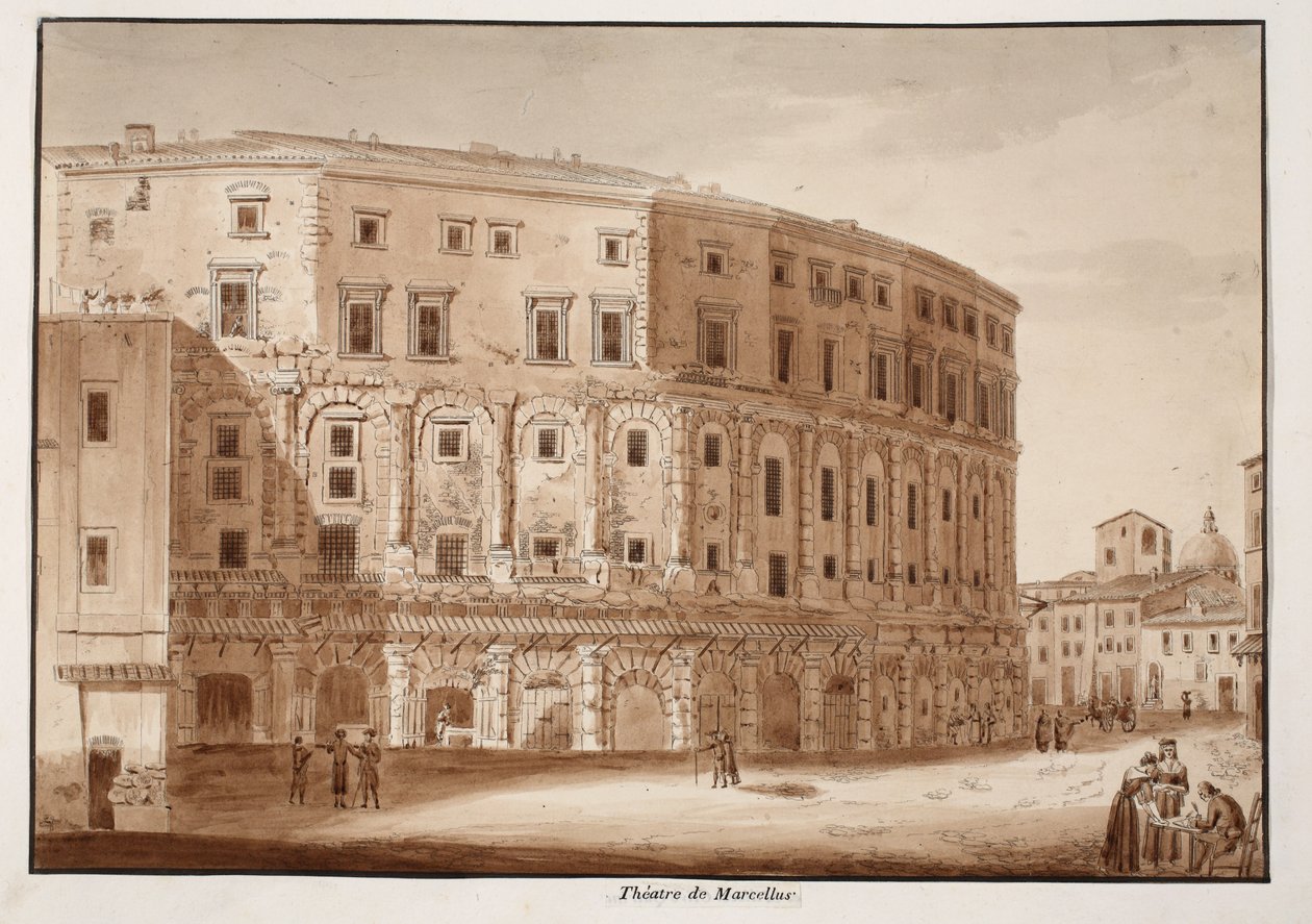 Théâtre de Marcellus, 1833 (eau-forte avec lavis brun) - Agostino Tofanelli