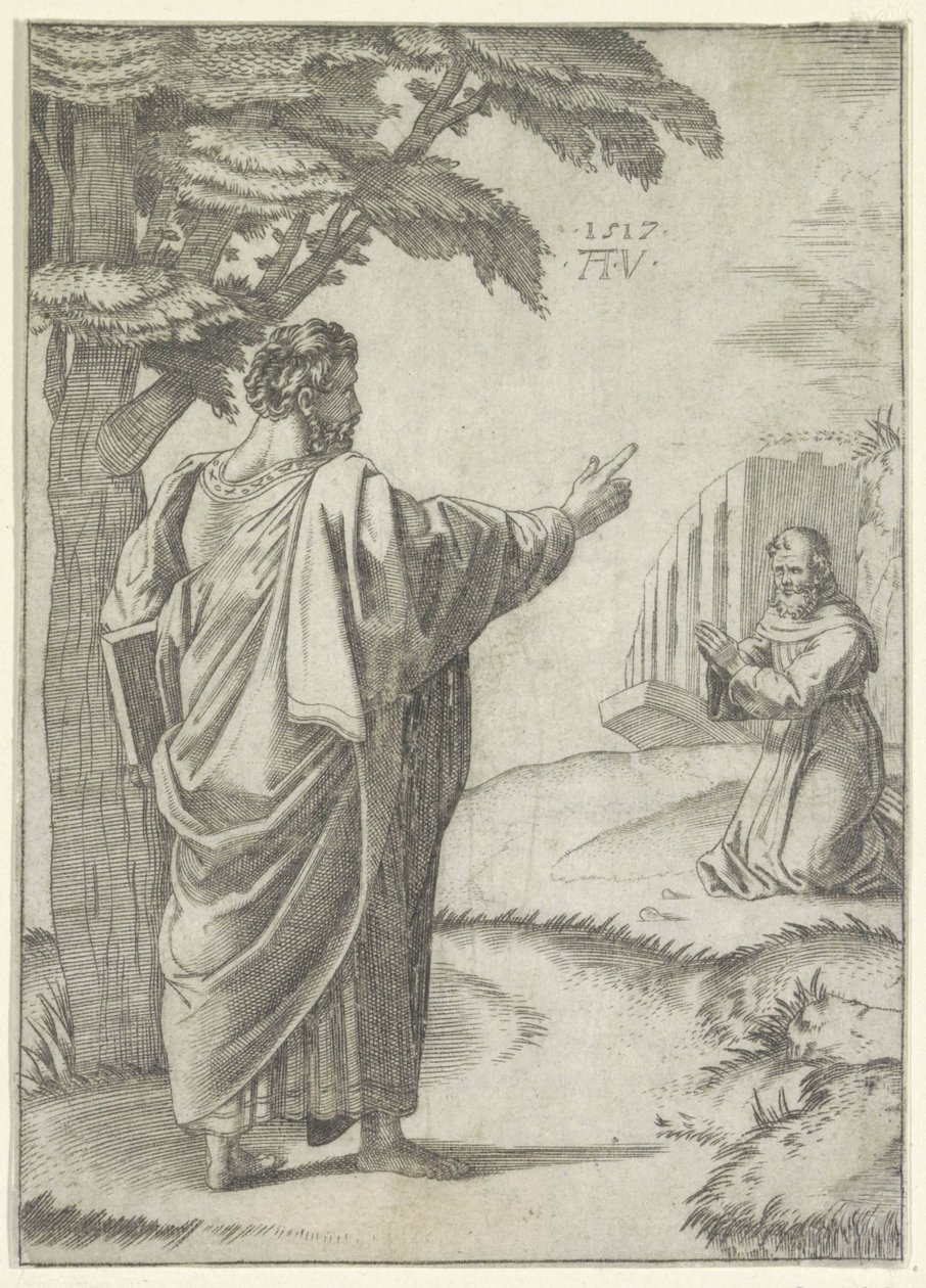 Saint Paul et un moine franciscain - Agostino Veneziano