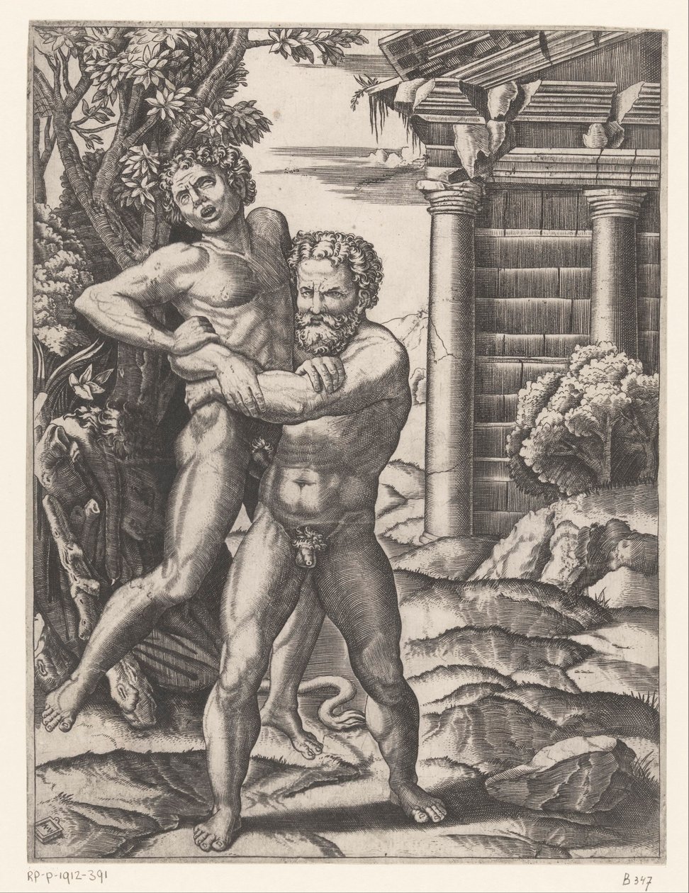 Hercule lutte avec Antée - Agostino Veneziano