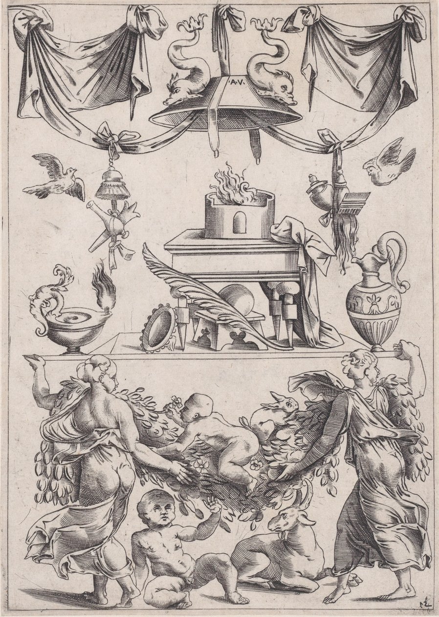 Panneau ornemental, vers 1514-36 - Agostino Veneziano