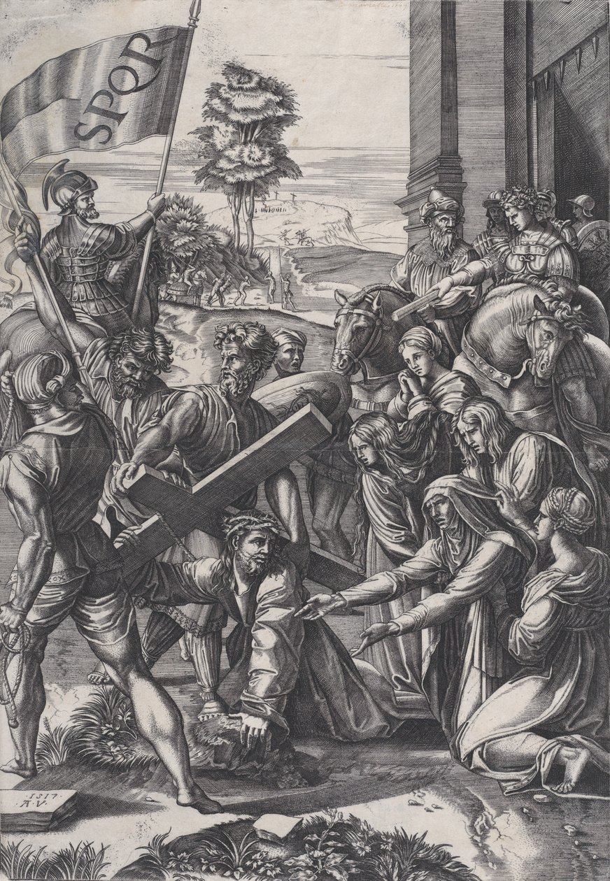 Le portement de croix, 1517 - Agostino Veneziano