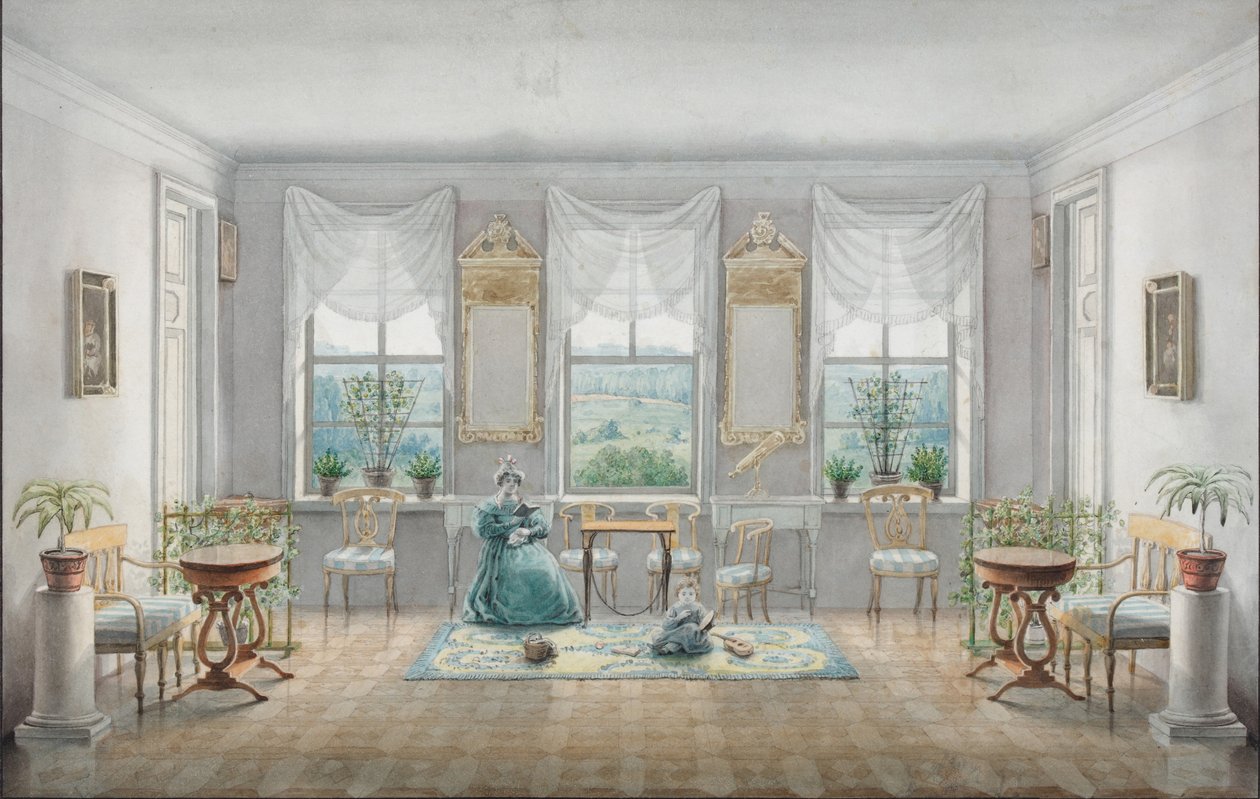 Le Salon dans le Manoir Gorki, 1831 - Agrafena Dmitrievna Blagovo