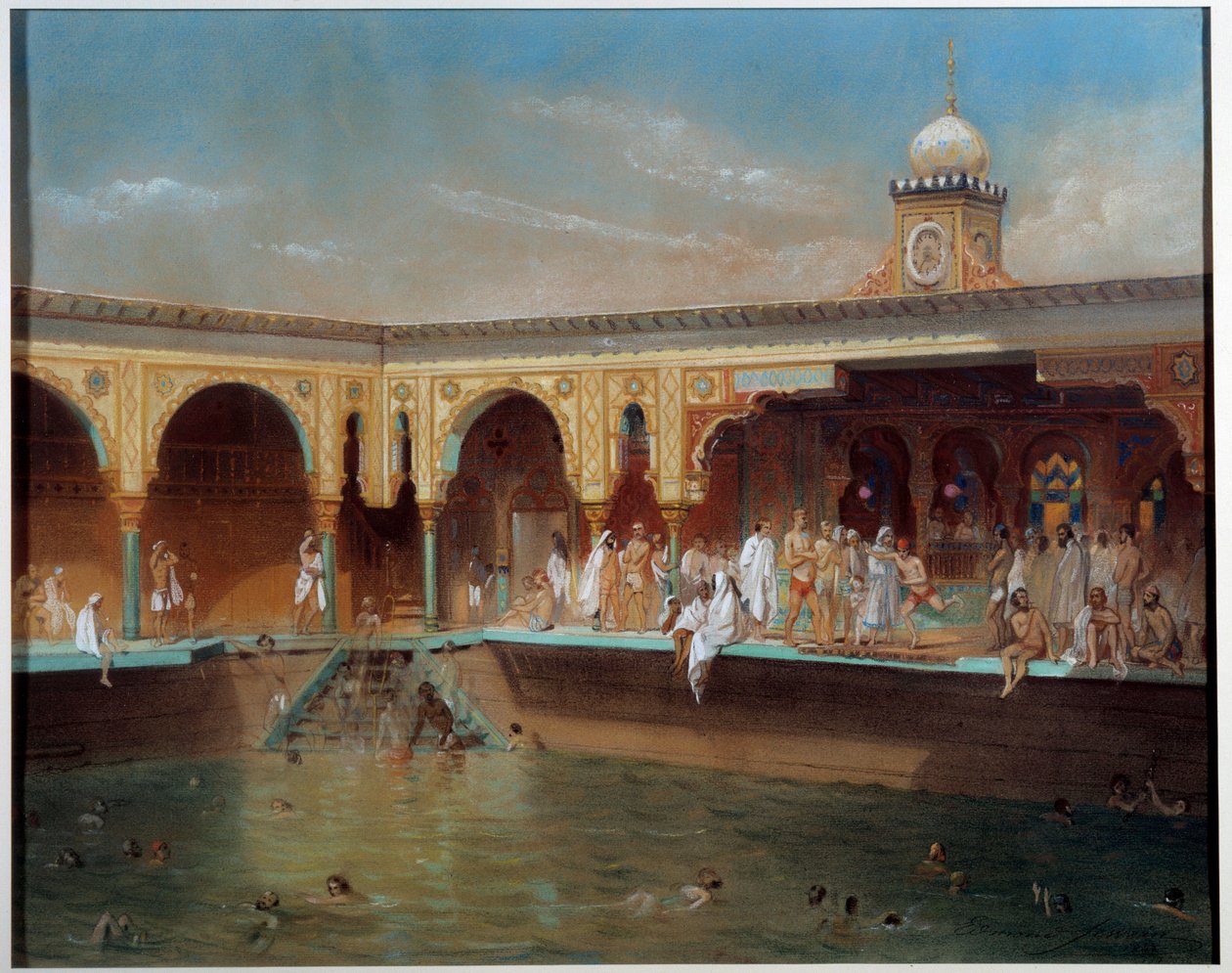 Les bains Deligny à Paris en 1842 - Aime Bassompierre Sewrin