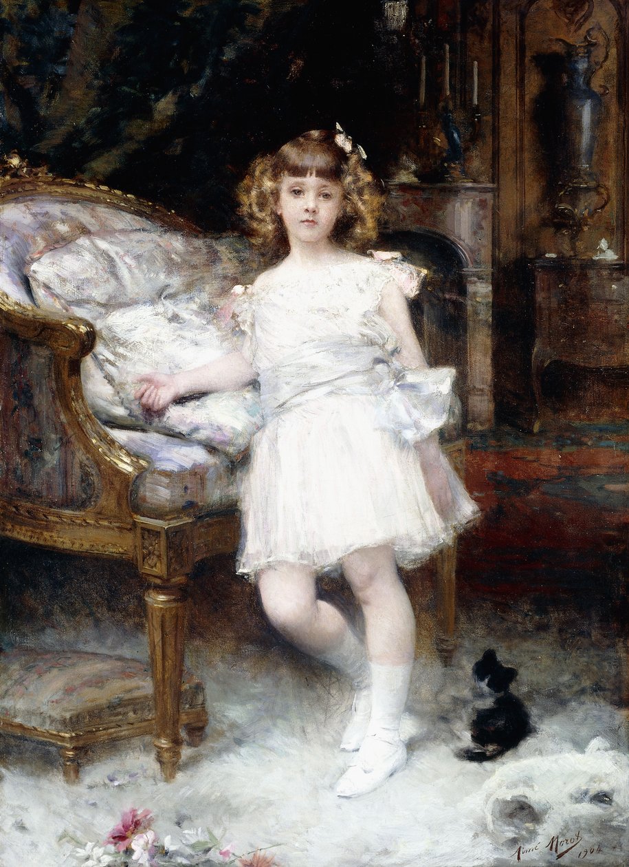 Portrait de Janine Potin avec un chaton, 1904 - Aimé Nicolas Morot