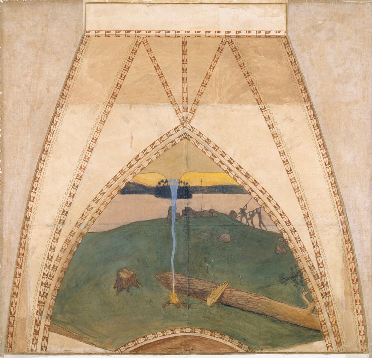 Heidentum und Christentum, Skizze für die Kuppelfresken des finnischen Pavillons auf der Weltausstellung 1900 in Paris - Akseli Gallen-Kallela