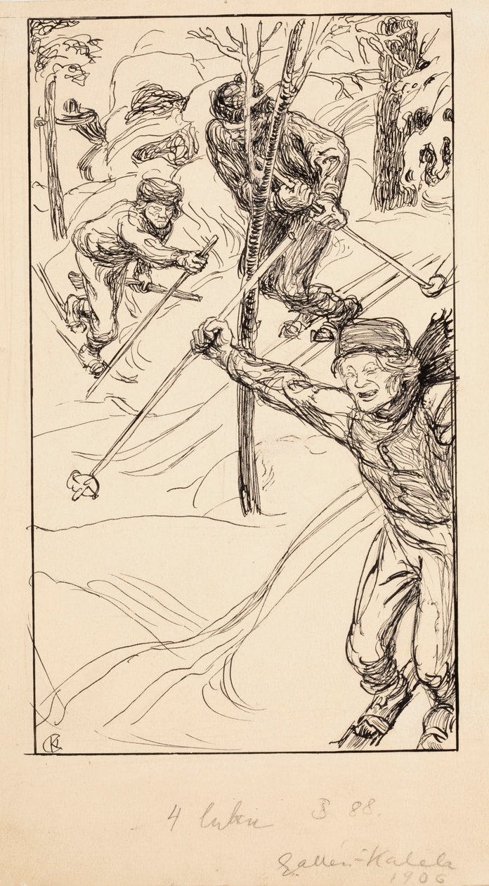 Les frères au ski - Akseli Gallen-Kallela