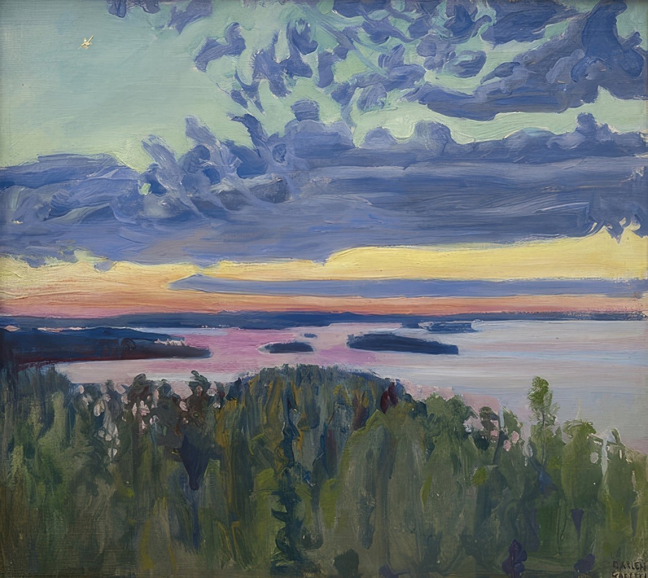 Coucher de soleil sur le lac - Akseli Valdemar Gallen Kallela