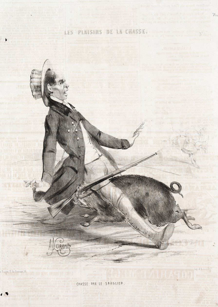 Les Plaisirs de la Chasse : Chasse au Sanglier - Alade Joseph Lorentz
