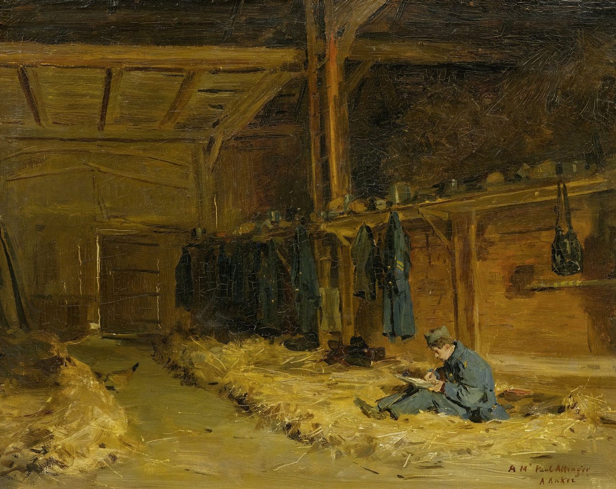 Soldat dans une paille - Albert Anker