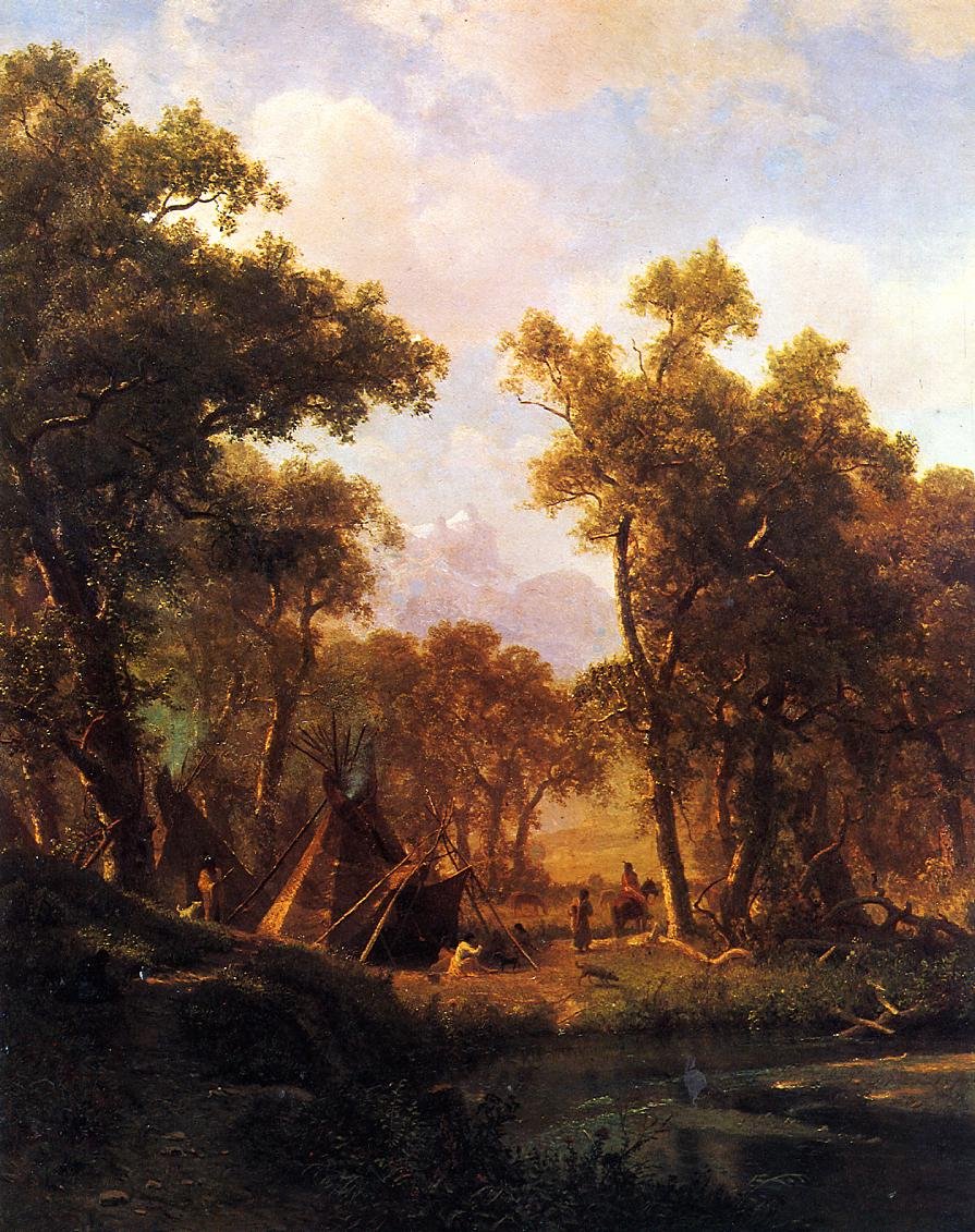Campement indien, village Shoshone - Albert Bierstadt
