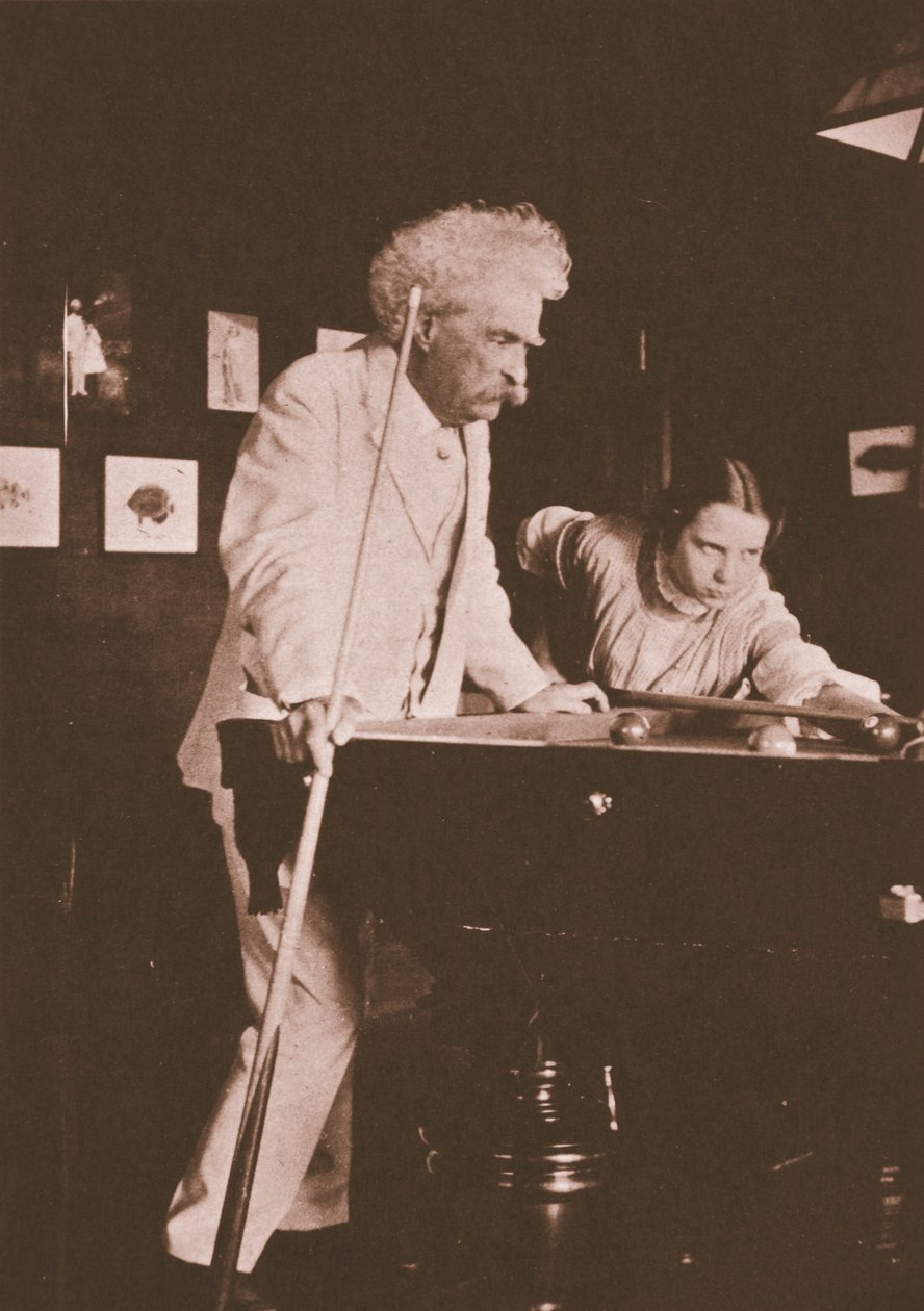 Mark Twain jouant au billard avec la fille de son biographe Albert Bigelow Paine - Albert Bigelow Paine