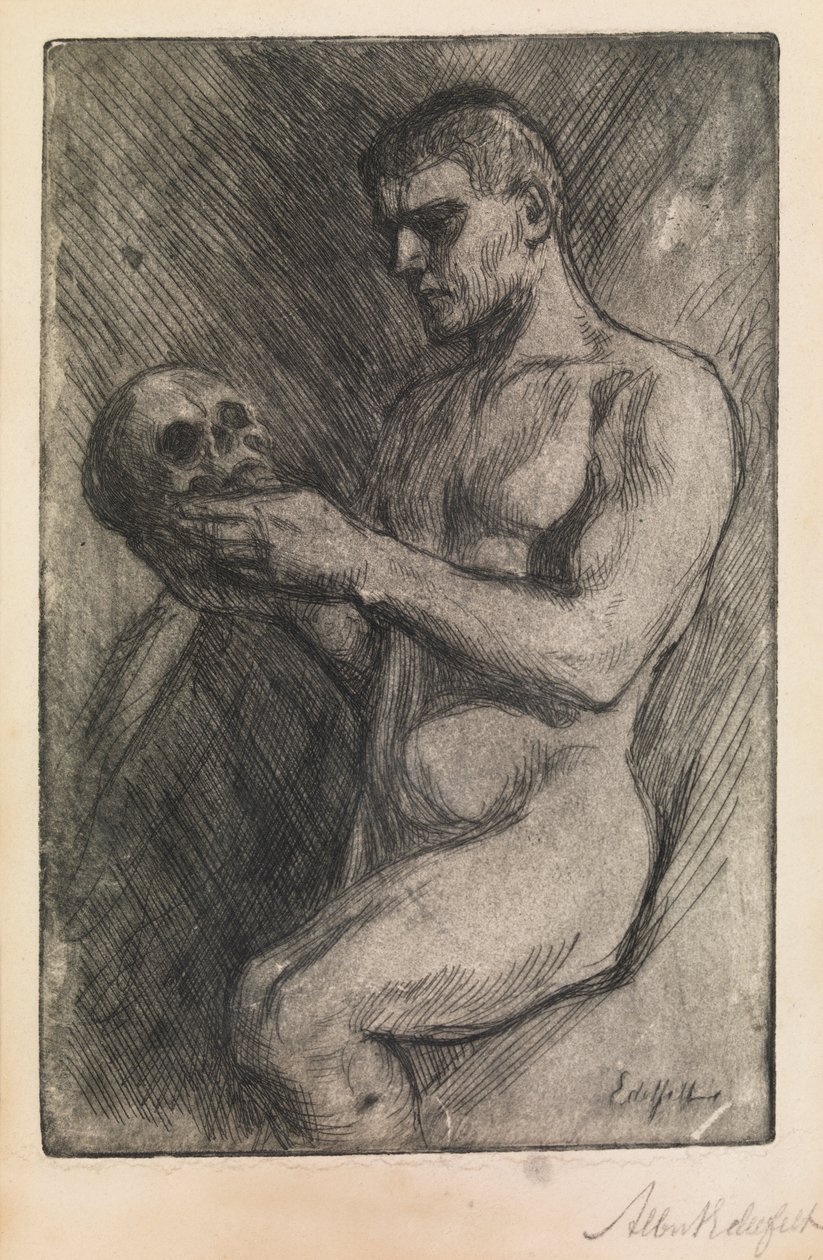Homme nu et crâne - Albert Gustaf Aristides Edelfelt