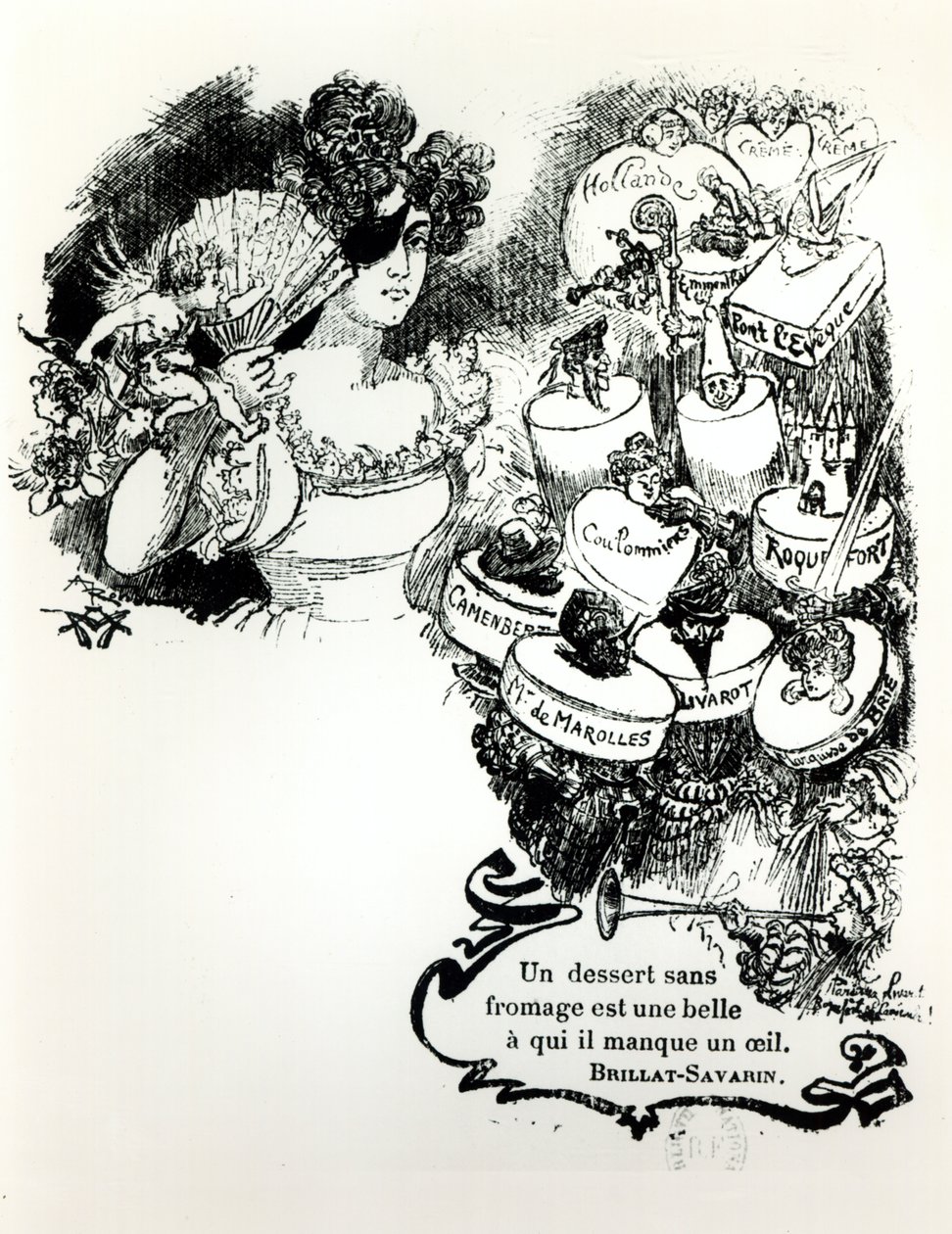 Les fromages, illustration pour les aphorismes de Brillat-Savarin de 