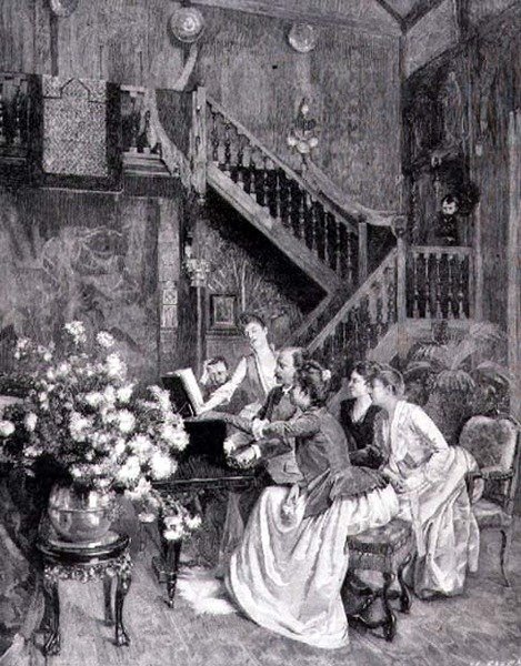 Étudier la musique (gravure) - Albert (after) Aublet