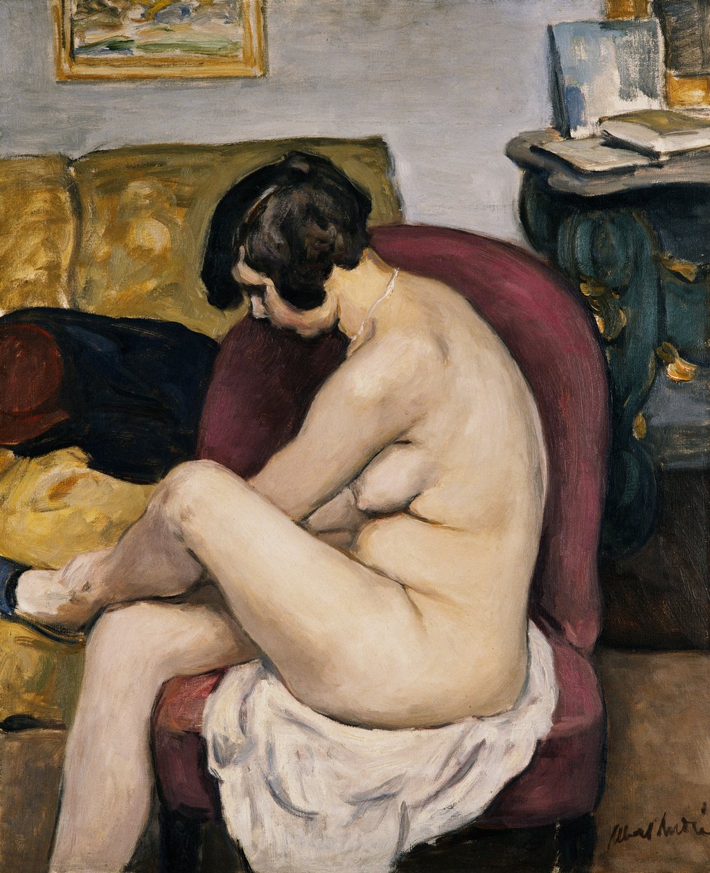 Nude in a Red Armchair; Nu au Fauteuil Rouge - Albert Andre