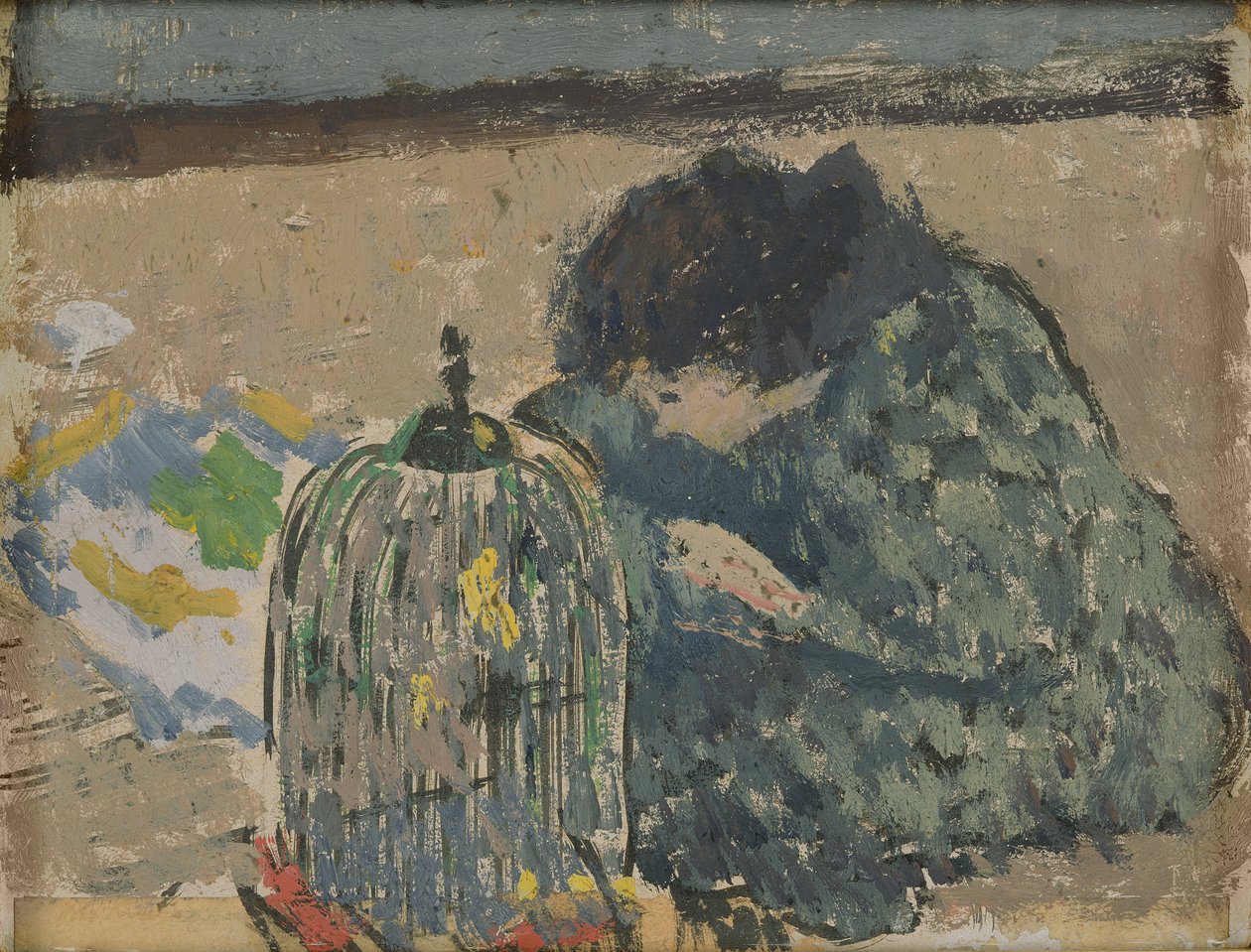 Femme au canari, vers 1892-94 (huile sur carton) - Albert Andre