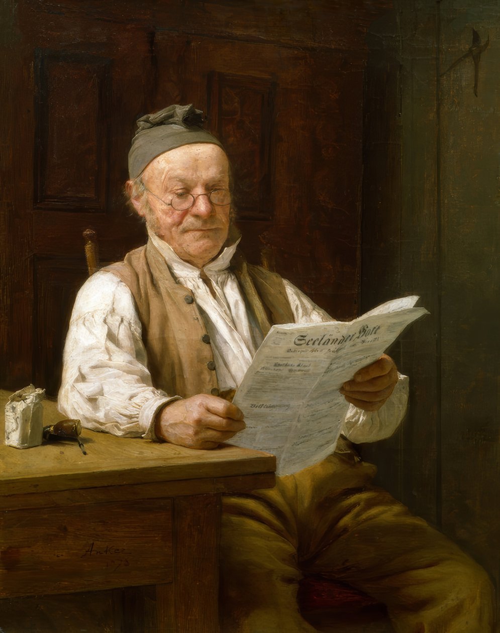 Paysan bernois lisant son journal - Albert Anker