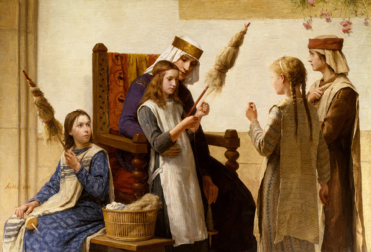 La reine Bertha et les fileuses - Albert Anker