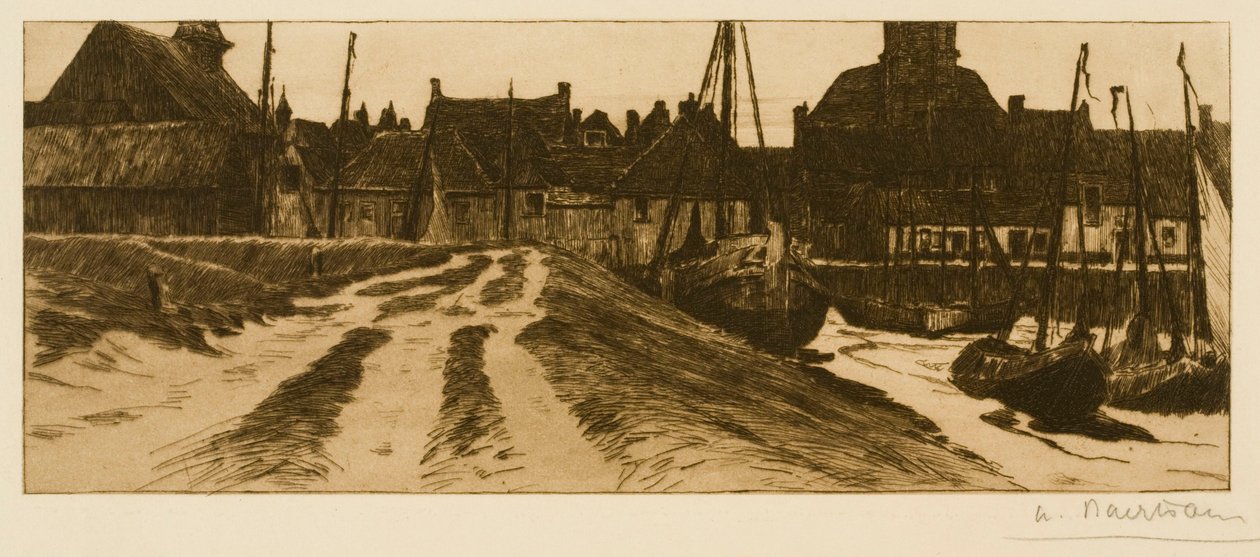 Le petit port de Terneuzen le soir - Albert Baertsoen