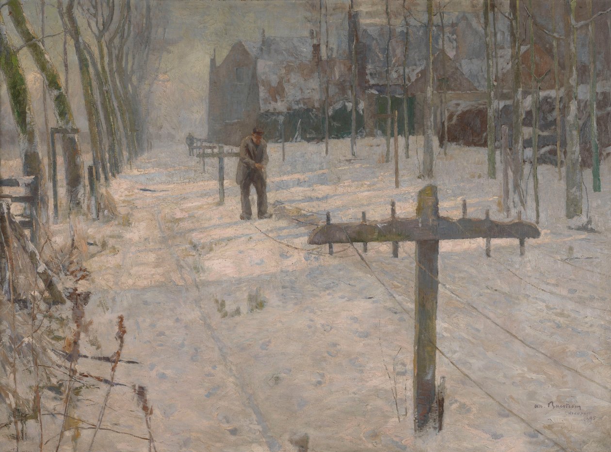 Matin enneigé en Flandre. Cordiers sur les remparts - Albert Baertsoen