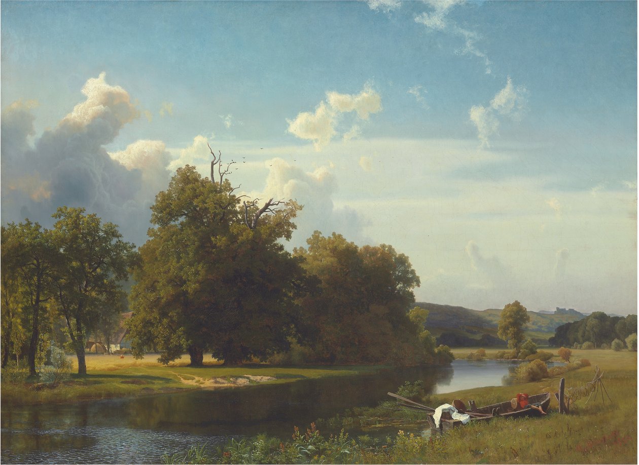 Un paysage fluvial, Westphalie, 1855 - Albert Bierstadt