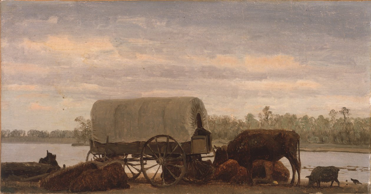 Nooning on the Platte, vers 1859 (huile sur papier marouflé sur toile) - Albert Bierstadt