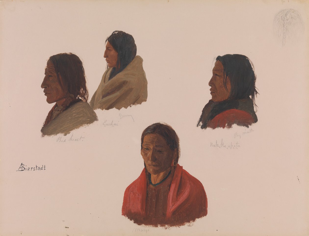 Études de chefs indiens faites à Fort Laramie - Albert Bierstadt