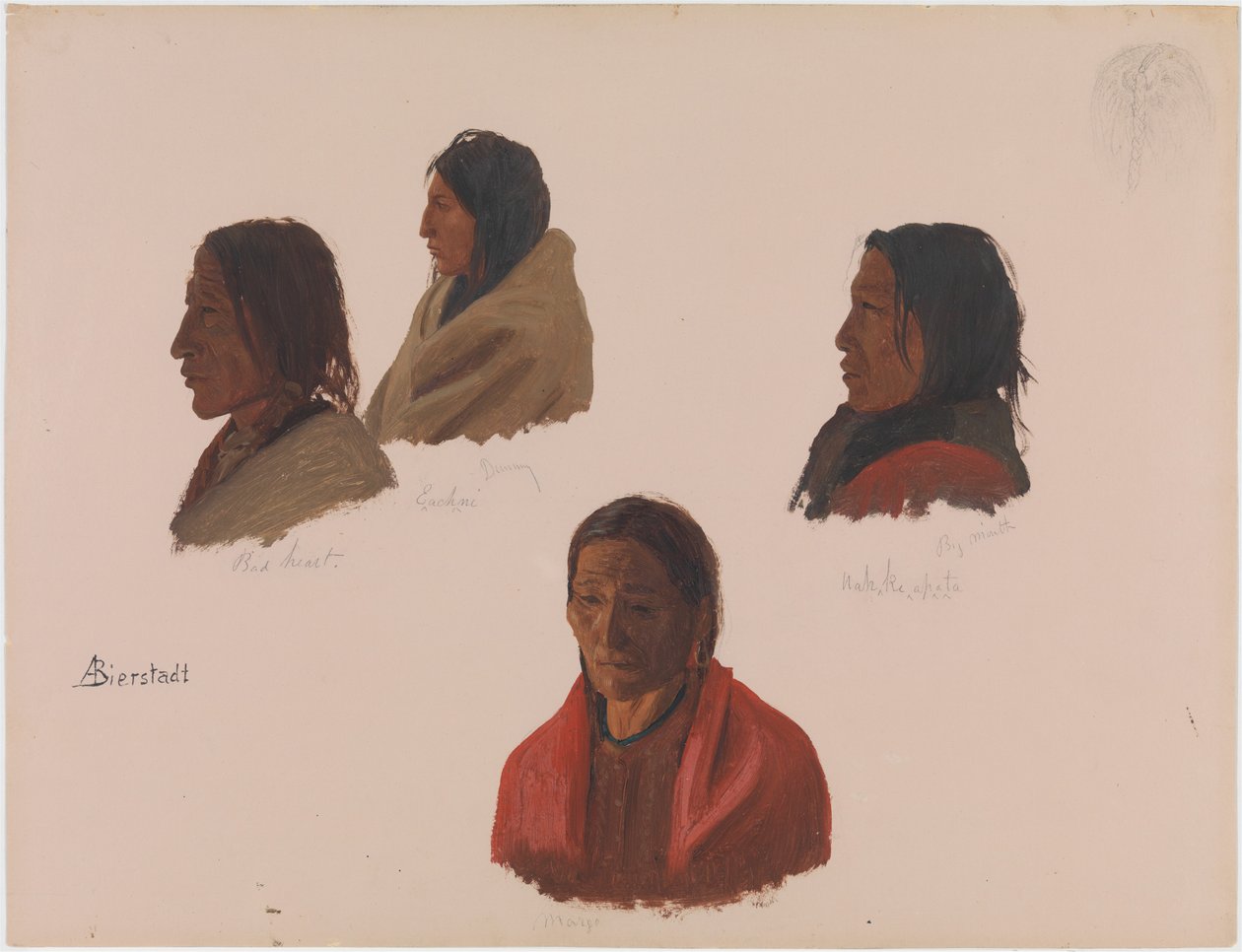 Études sur les chefs amérindiens réalisées à Fort Laramie - Albert Bierstadt