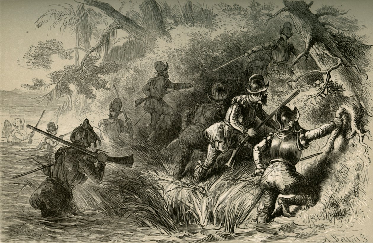 Les Français attaquent le fort espagnol sur le St. Johns, 1877 - Albert Bobbett