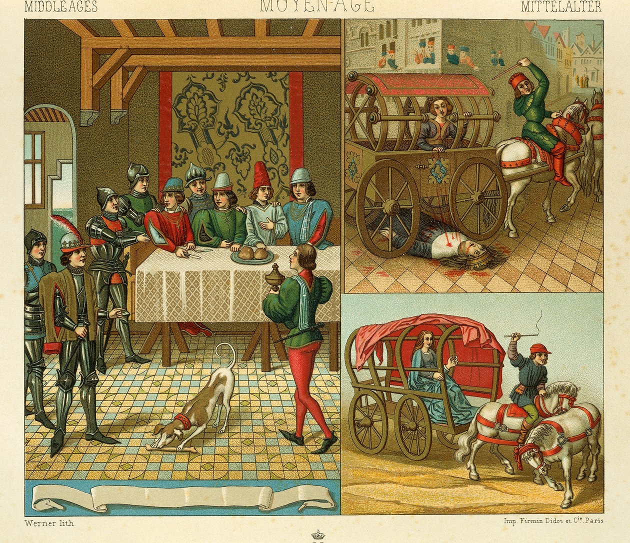 La vie au château et les moyens de transport au XIVe siècle - Albert Charles August Racinet