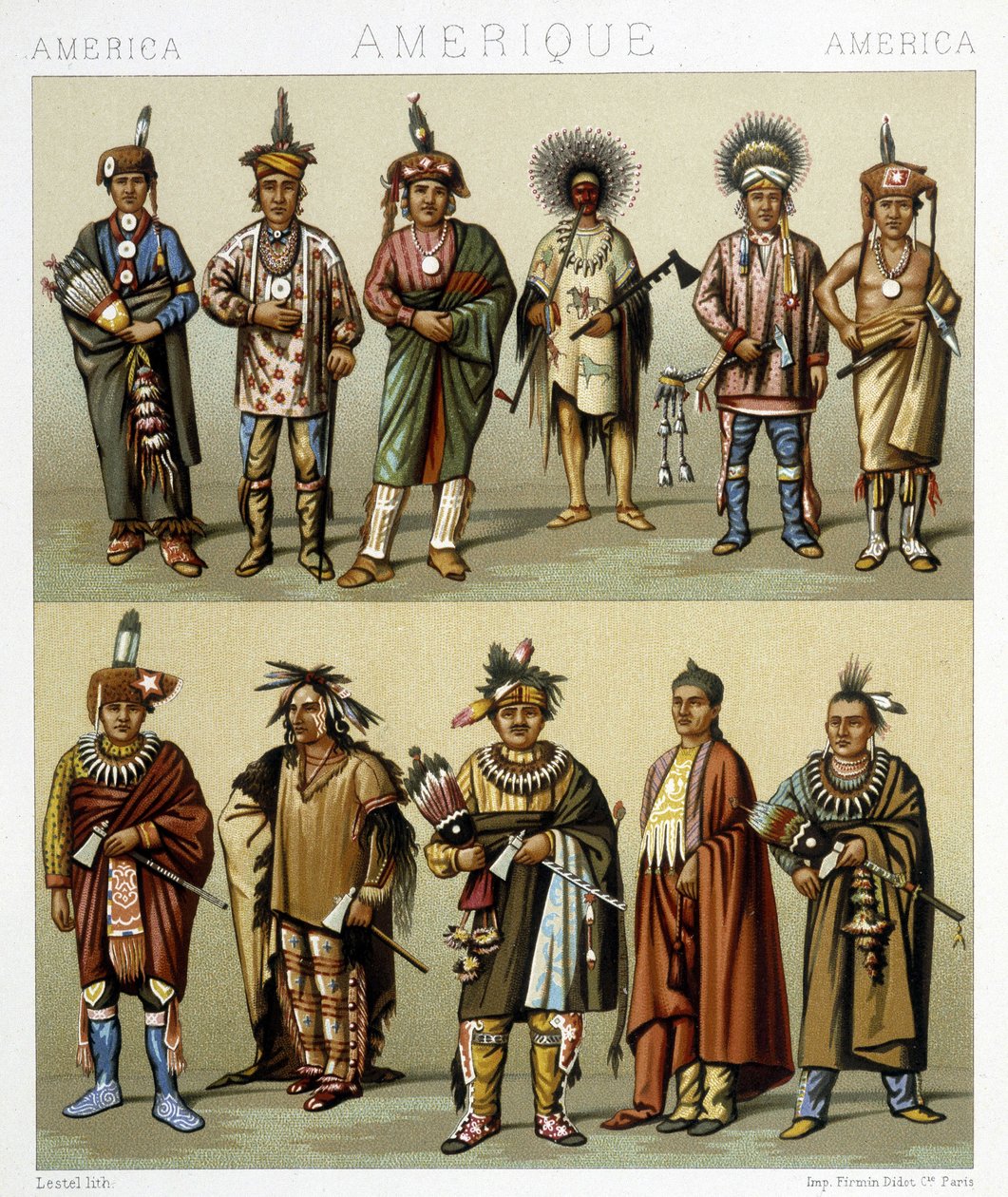 Costume des Pins rouges. Illustration dans « Le costume historique » de Racinet - Albert Charles August Racinet