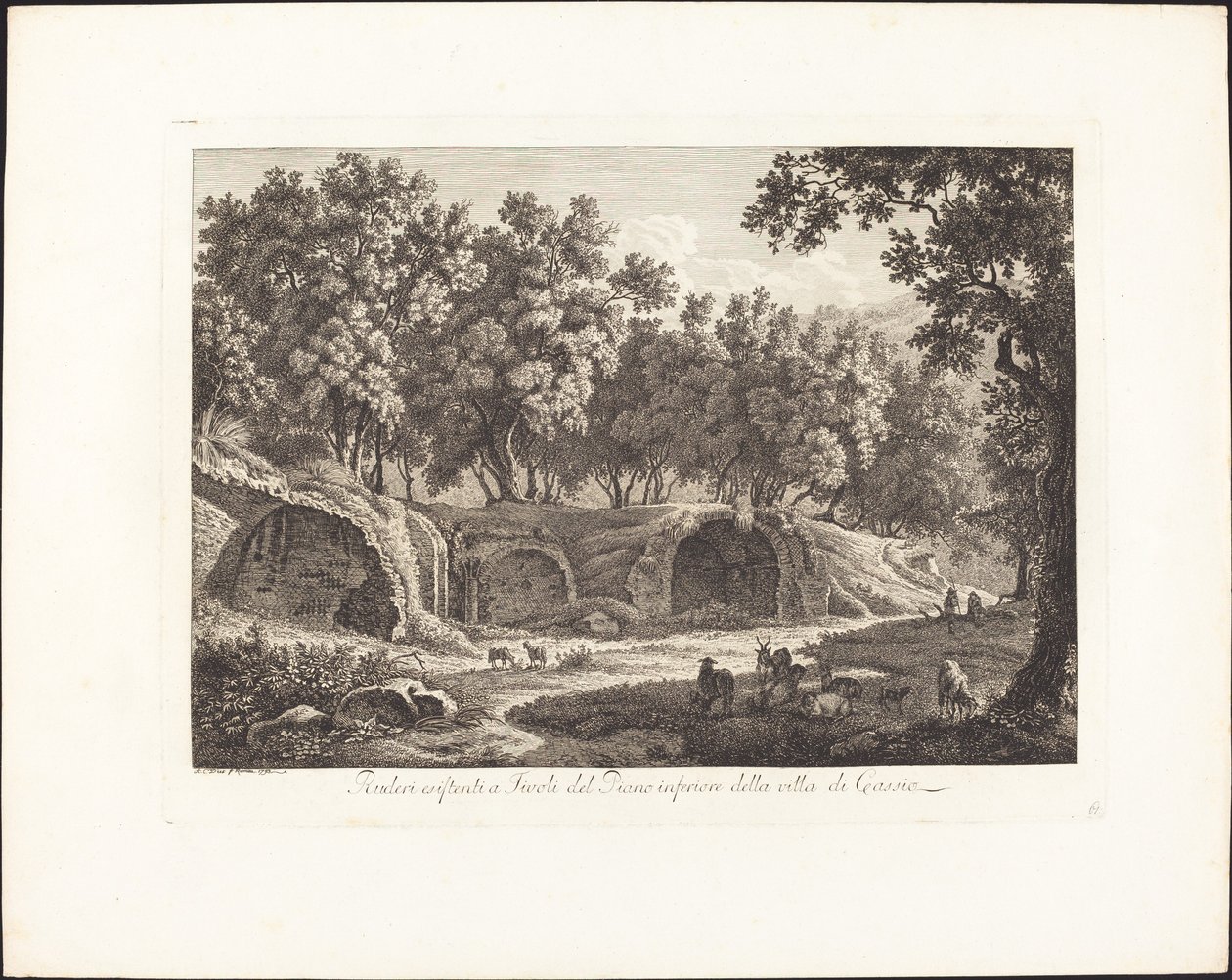 Ruines existantes à Tivoli du niveau inférieur de la villa de Cassio - Albert Christoph Dies