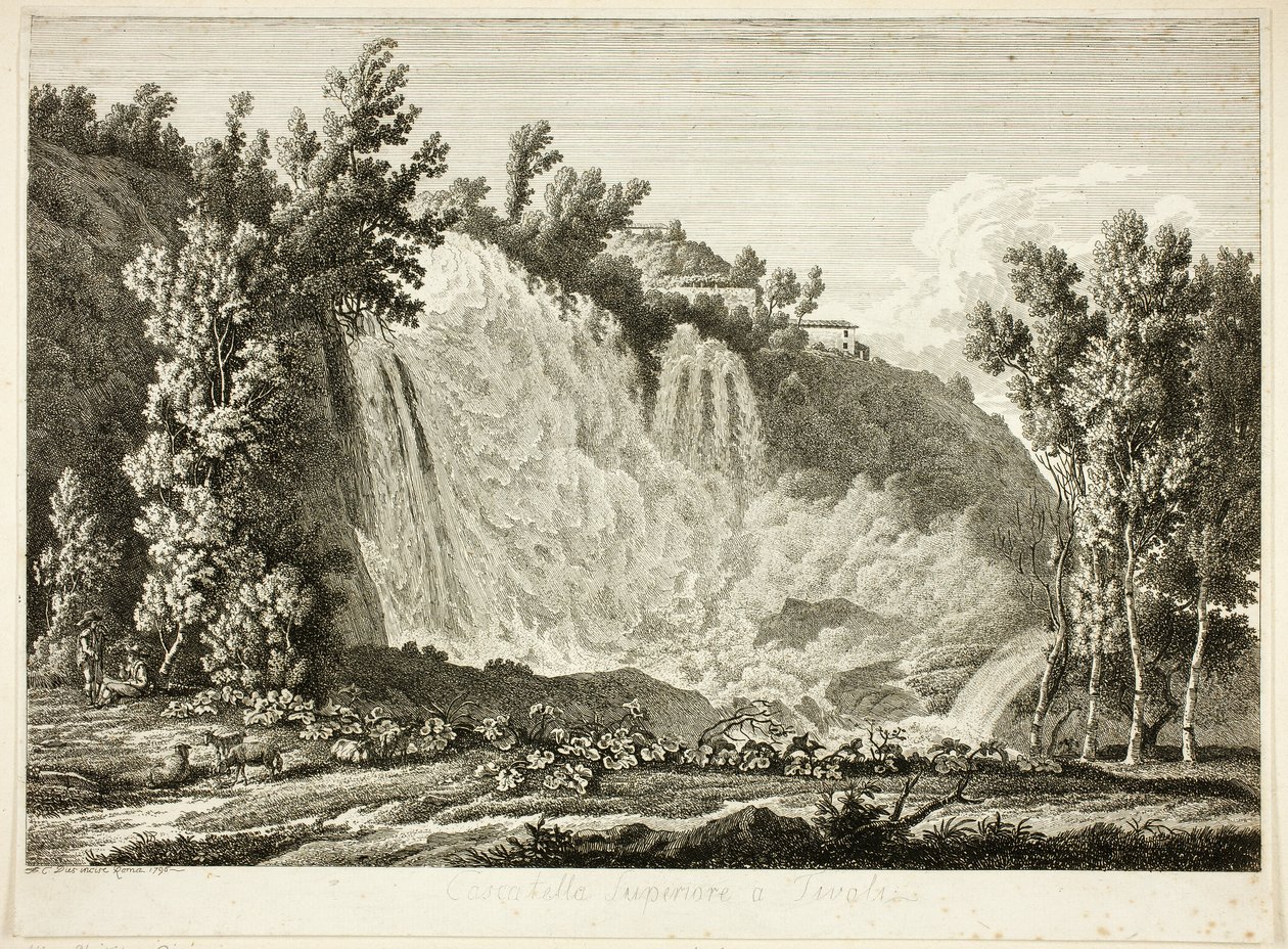 Cascade au-dessus de Tivoli, de Malerisch radirte Prospecte aus Italien - Albert Christoph Dies
