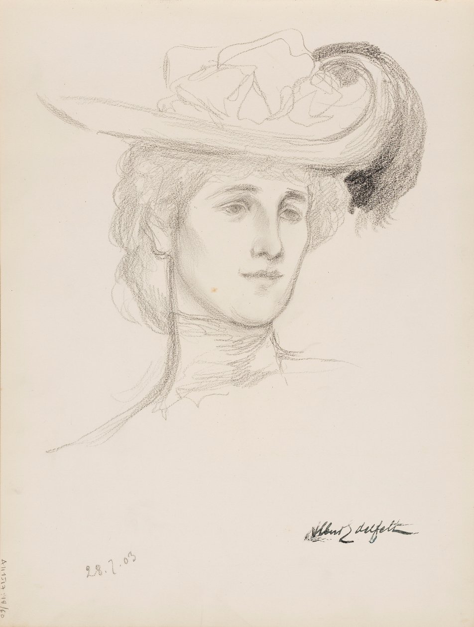Femme au chapeau (Mme Flore Deschamps ) - Albert Edelfelt