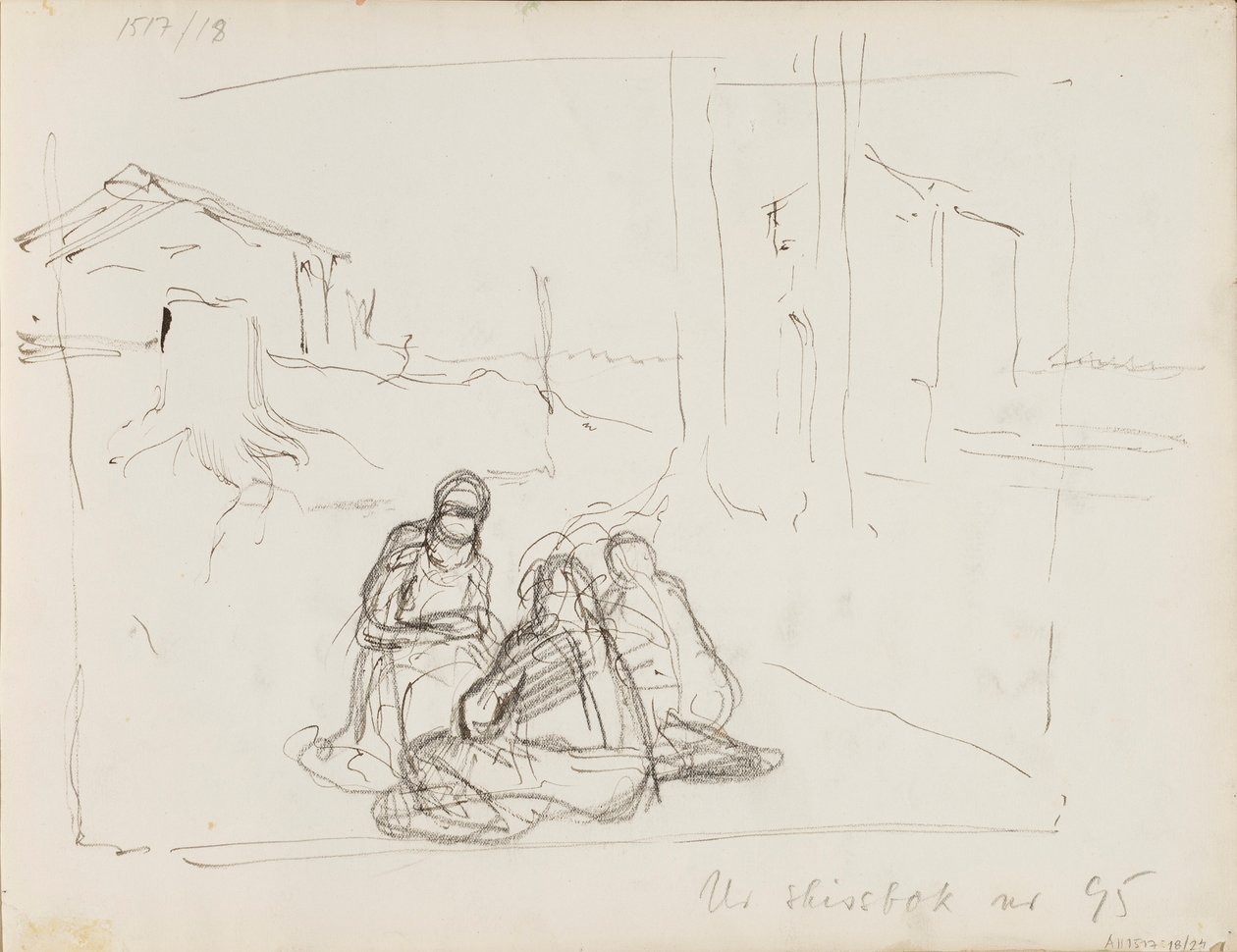 Croquis de caractère dans le paysage - Albert Edelfelt