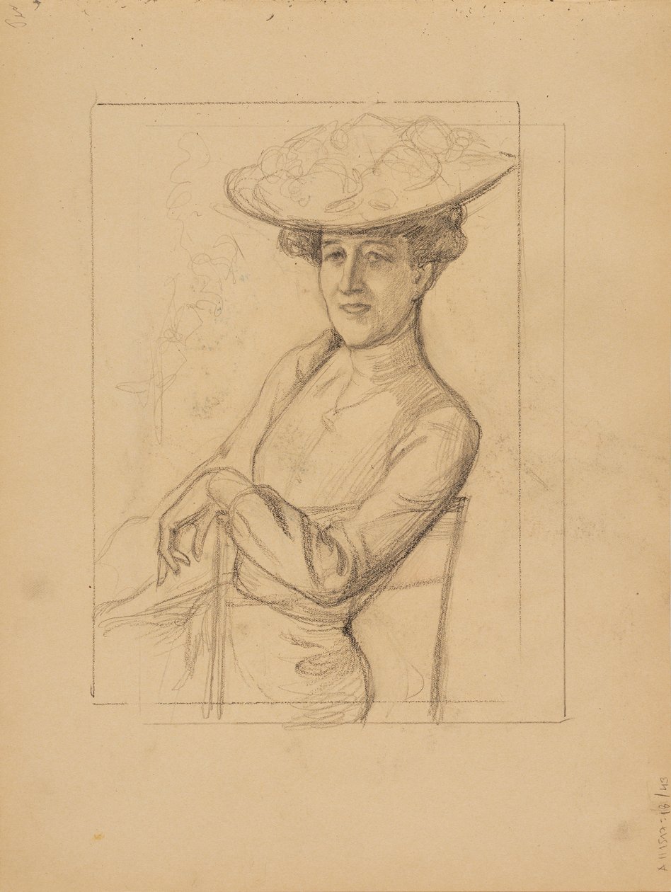 Femme assise avec un chapeau - Albert Edelfelt