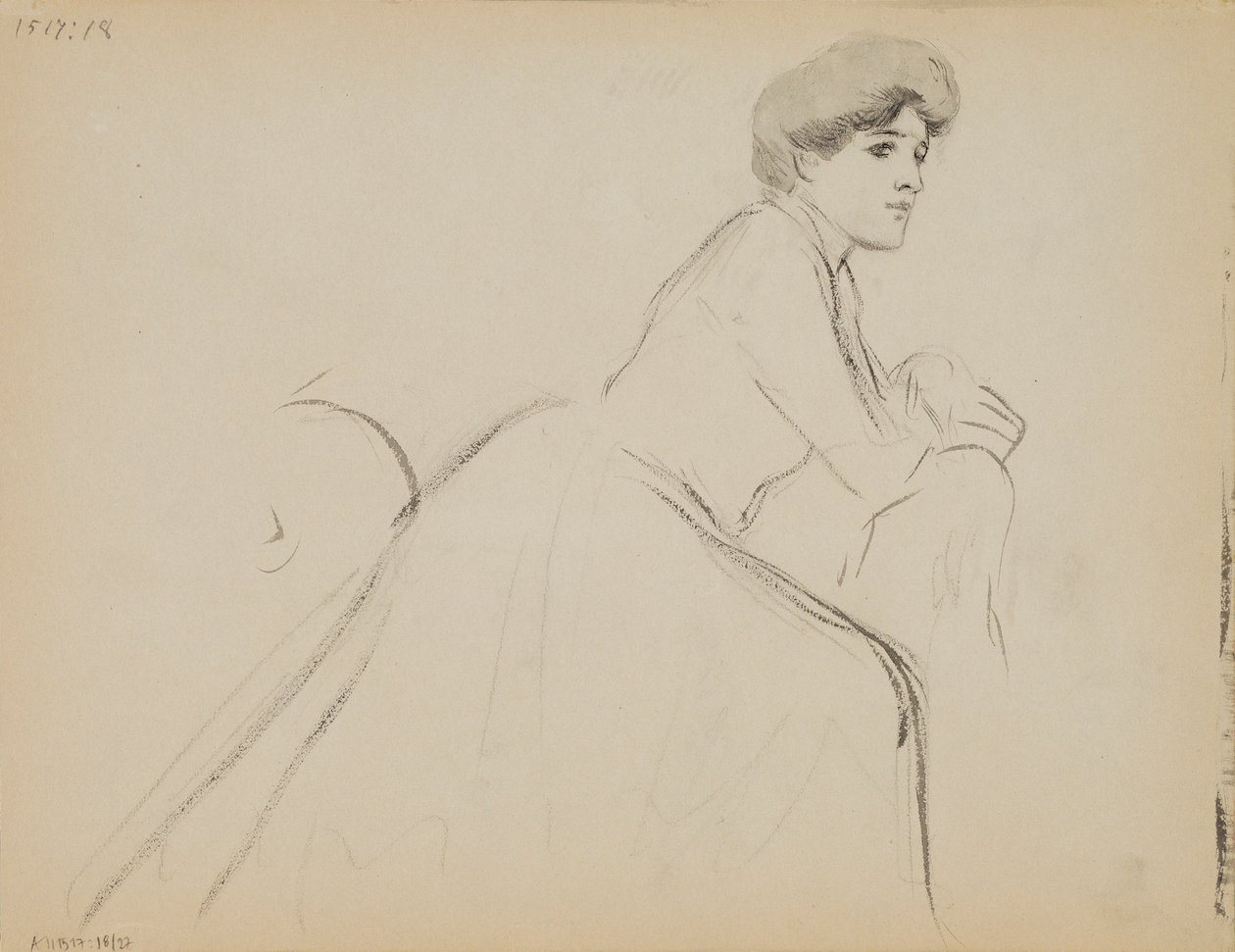 Femme assise, profil - Albert Edelfelt