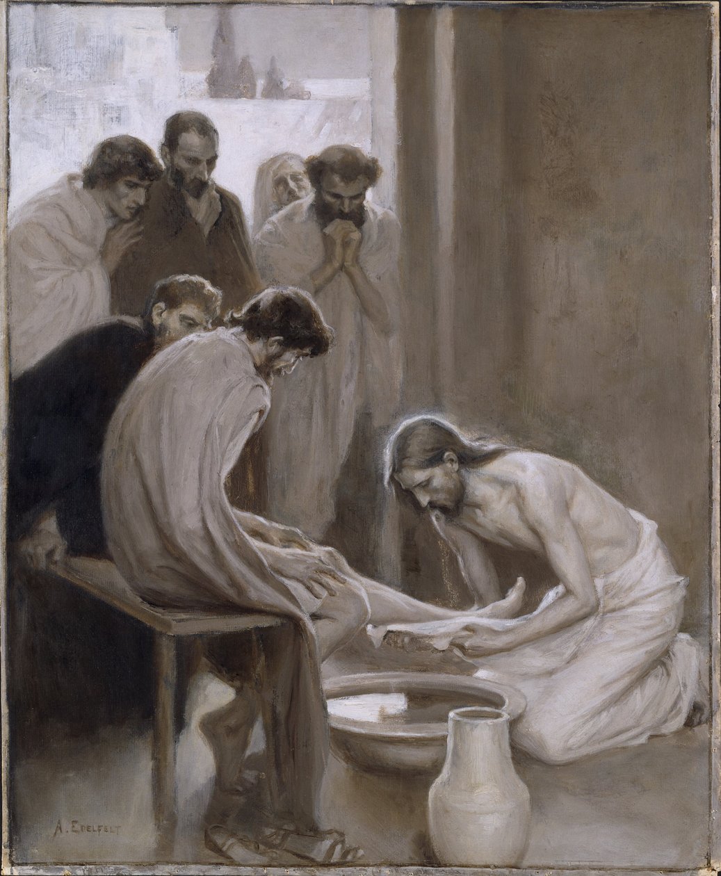 Jésus lave les pieds de ses disciples - Albert Edelfelt