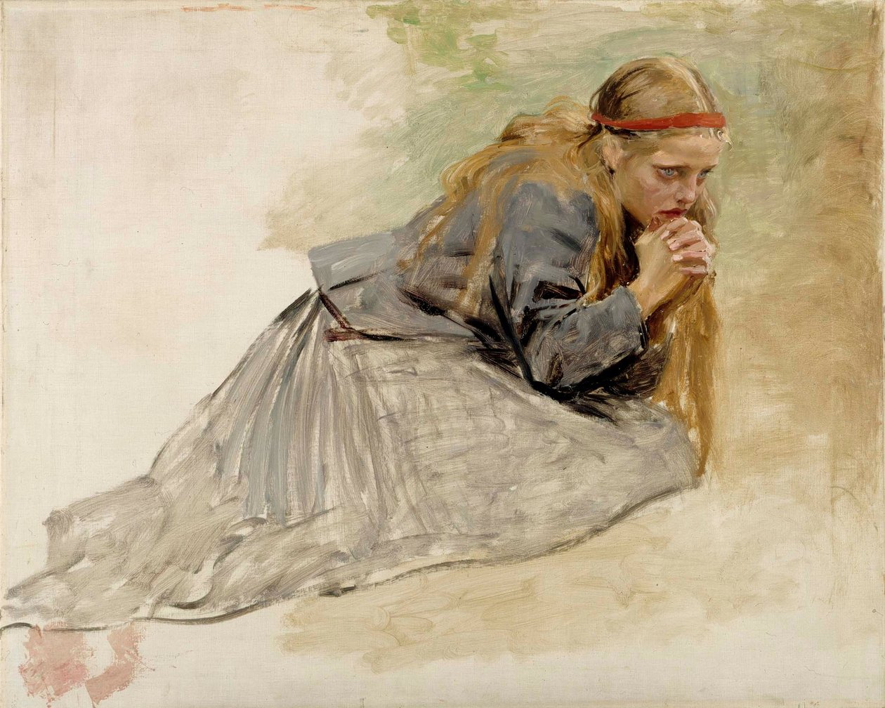 Marie-Madeleine à genoux, étude pour « Le Christ et Marie-Madeleine » - Albert Edelfelt