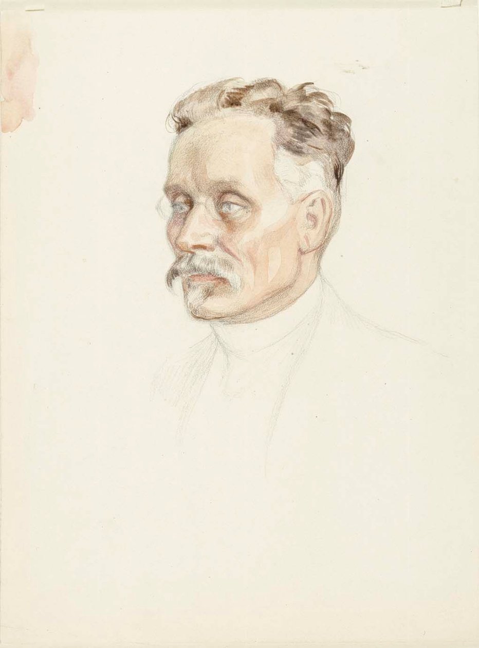 Étude de portrait du professeur J. W. Runeberg, visage - Albert Edelfelt