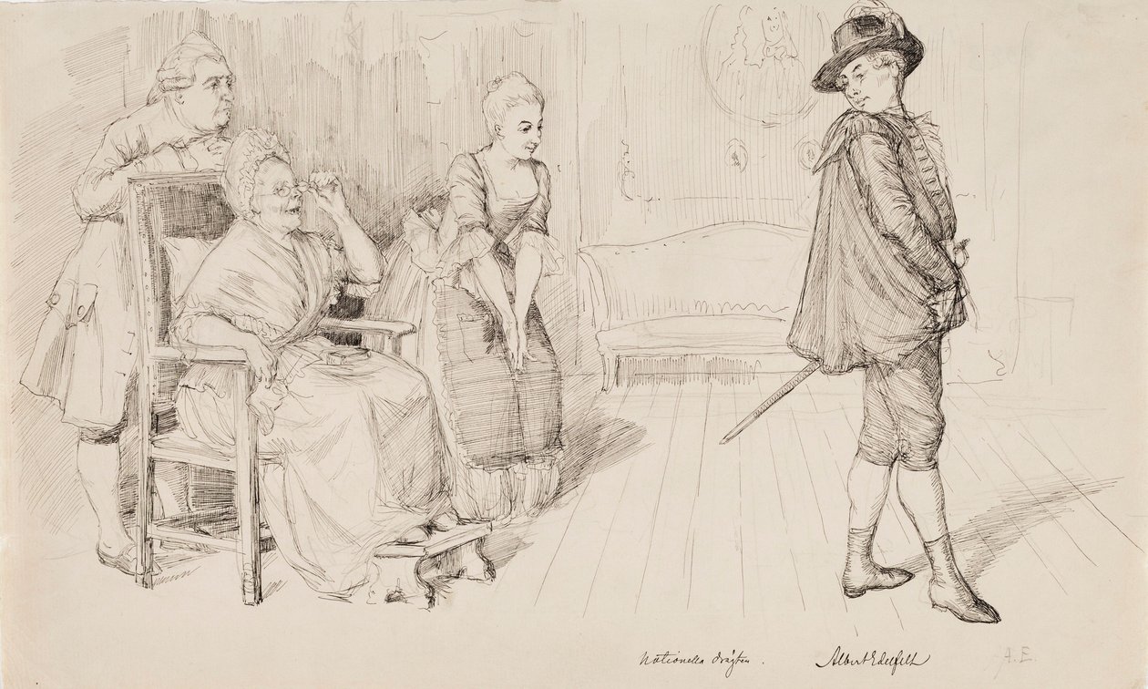 « Le nouveau costume suédois », illustration pour Svenska bilder de Carl Snoilsky, le poème « Quarante ans plus tard » - Albert Edelfelt