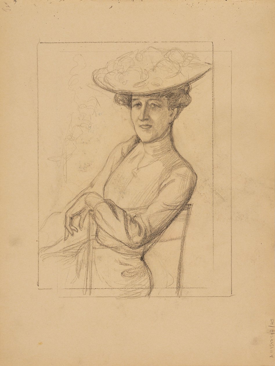 Femme assise avec un chapeau - Albert Edelfelt