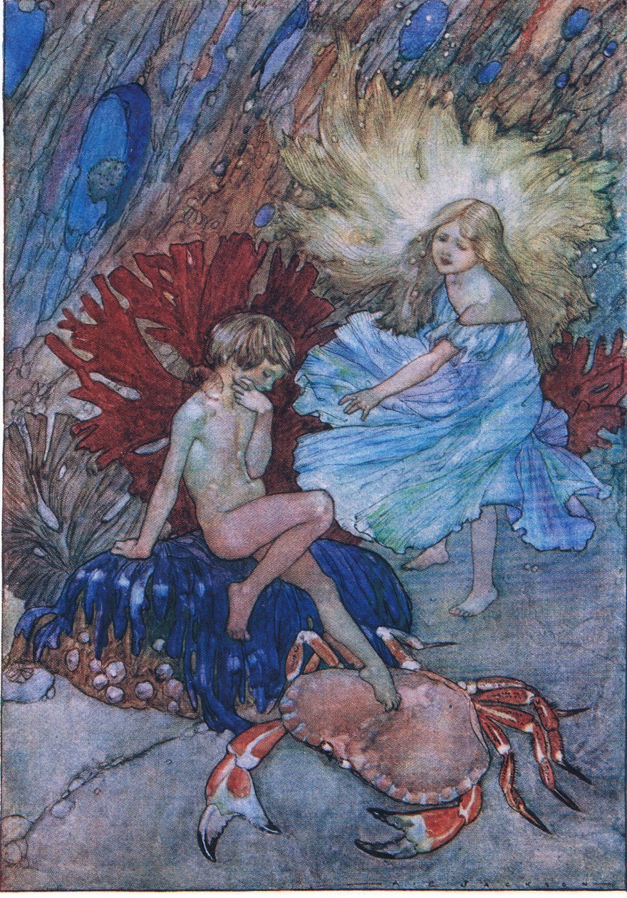 "Non, ne taquine pas ce pauvre crabe Tom", de The Water Babies publié par Humphrey Milford Oxford University Press, c.1930 - Albert Edward Jackson