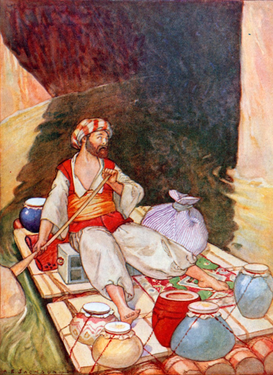 Sindbad le guide sur la rivière (lithographie couleur) - Albert Edward Jackson