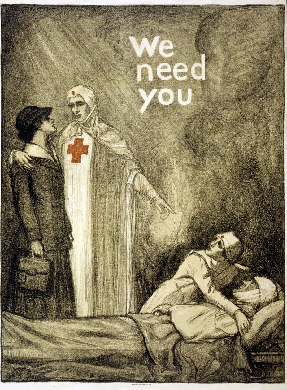 Affiche de recrutement de la Croix-Rouge, "Nous avons besoin de vous", pub. 1918 - Albert Edward Sterner