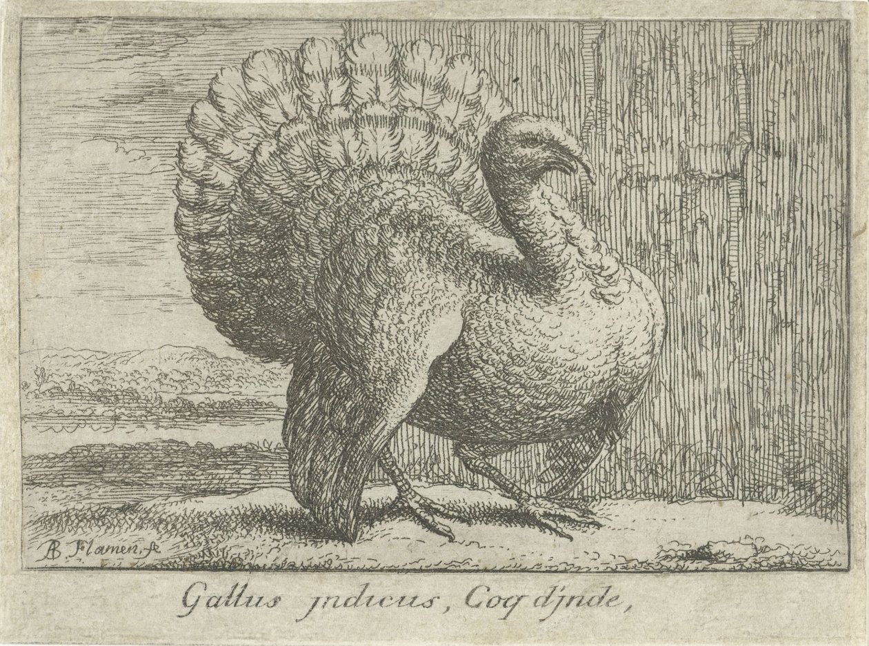 Paysage avec dinde - Albert Flamen