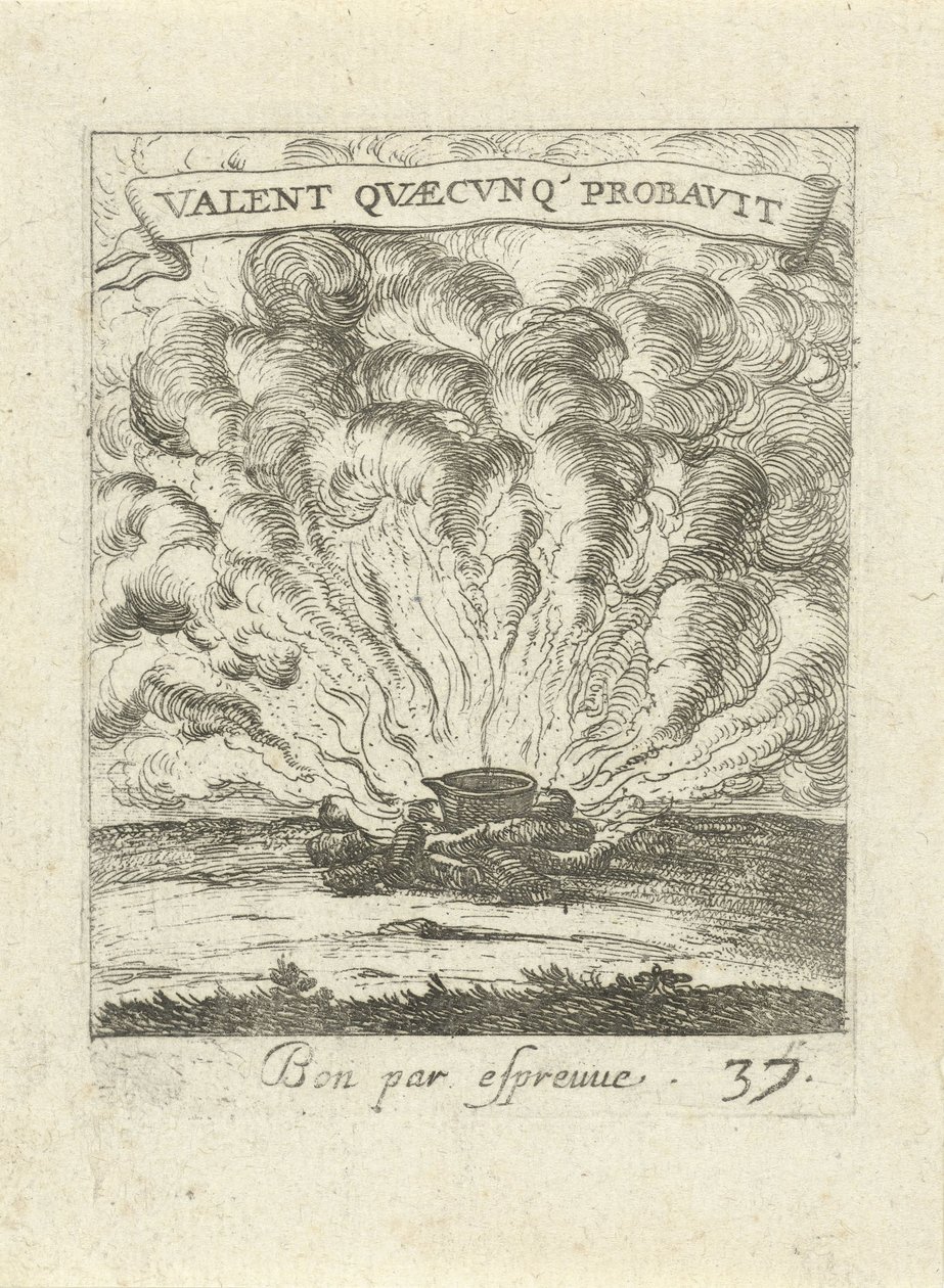 Casserole sur un feu de camp (Devises et emblèmes d