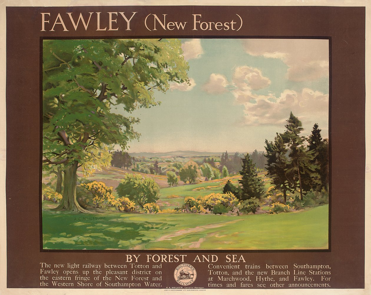 Fawley (New Forest), affiche publicitaire pour Southern Railway - Albert George Petherbridge