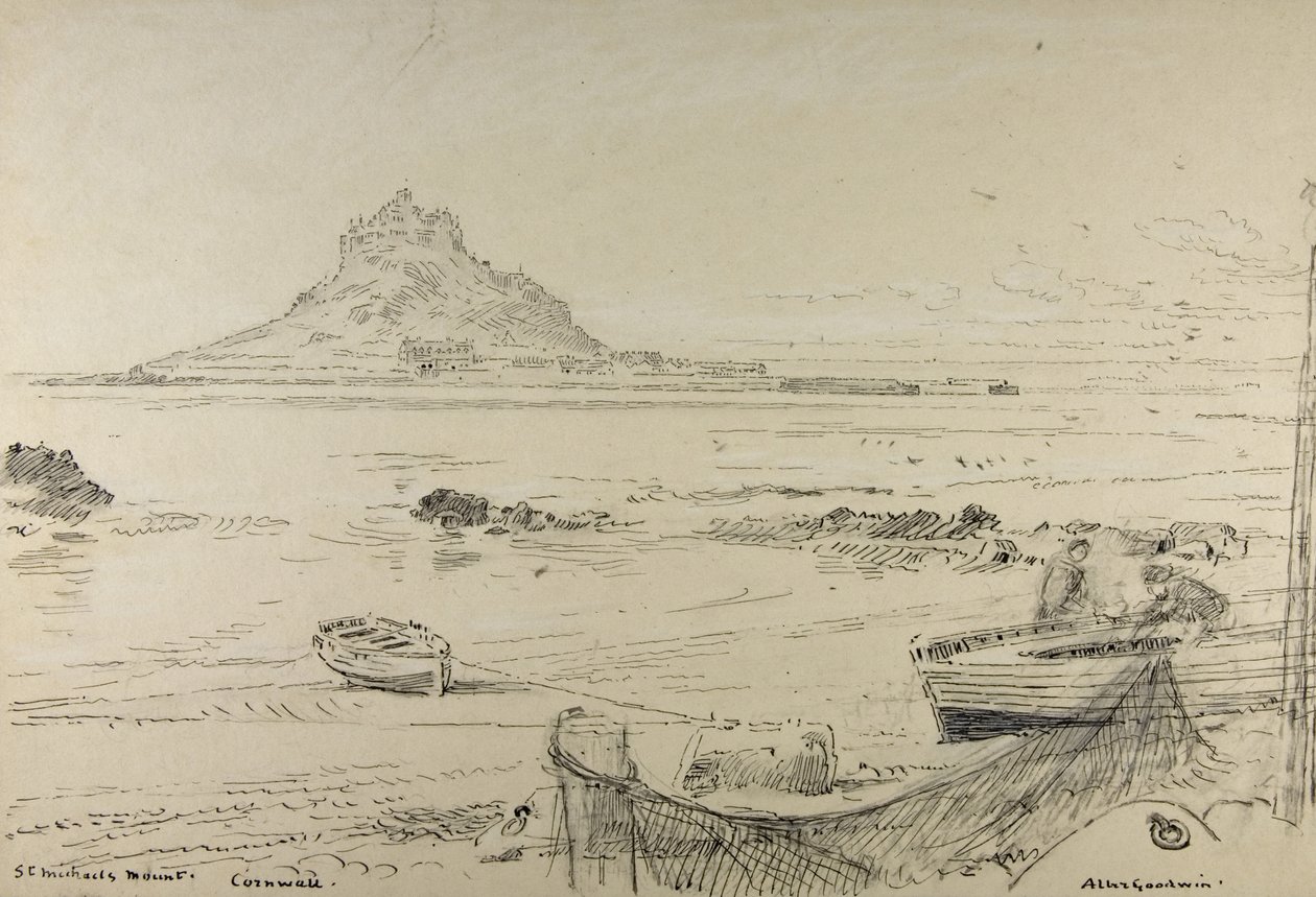 Mont Saint-Michel, Cornouailles - Albert Goodwin