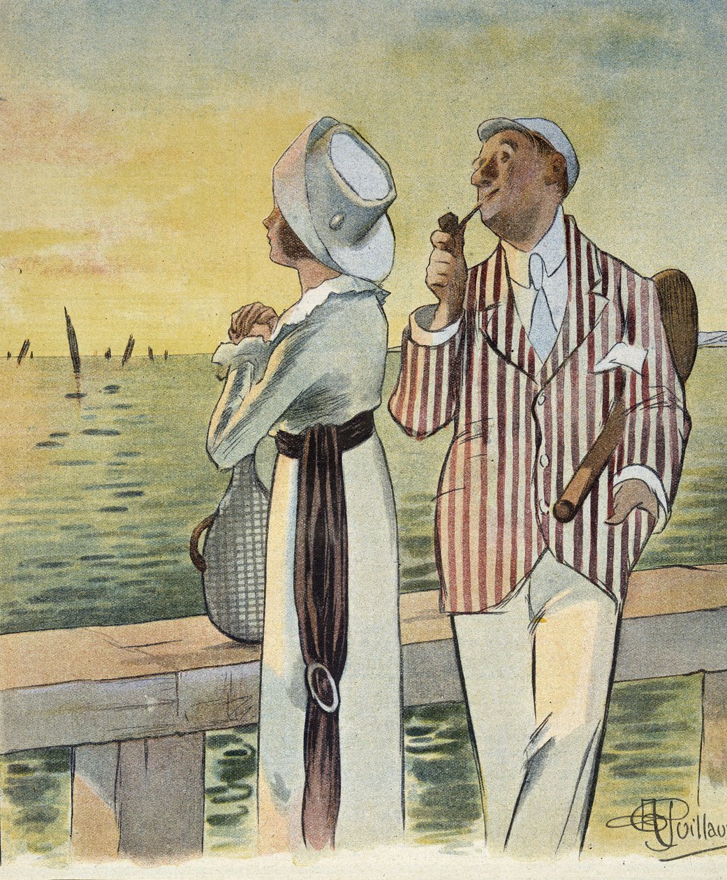 Flirt au crépuscule - dessin d